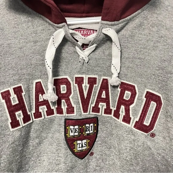 VTG HARVARD Licensed Gear Hoodie Logo College Crest Color Block Sweatshirt Uni